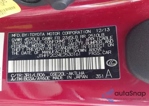 2014 Lexus Is 250C z USA, uszkodzony, nr VIN JTHFF2C24E2530161